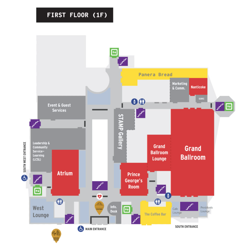 Floor plan of the first floor of the Stamp Student Union